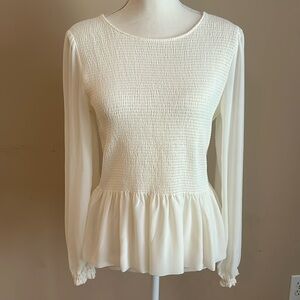 Cream smocked blouse